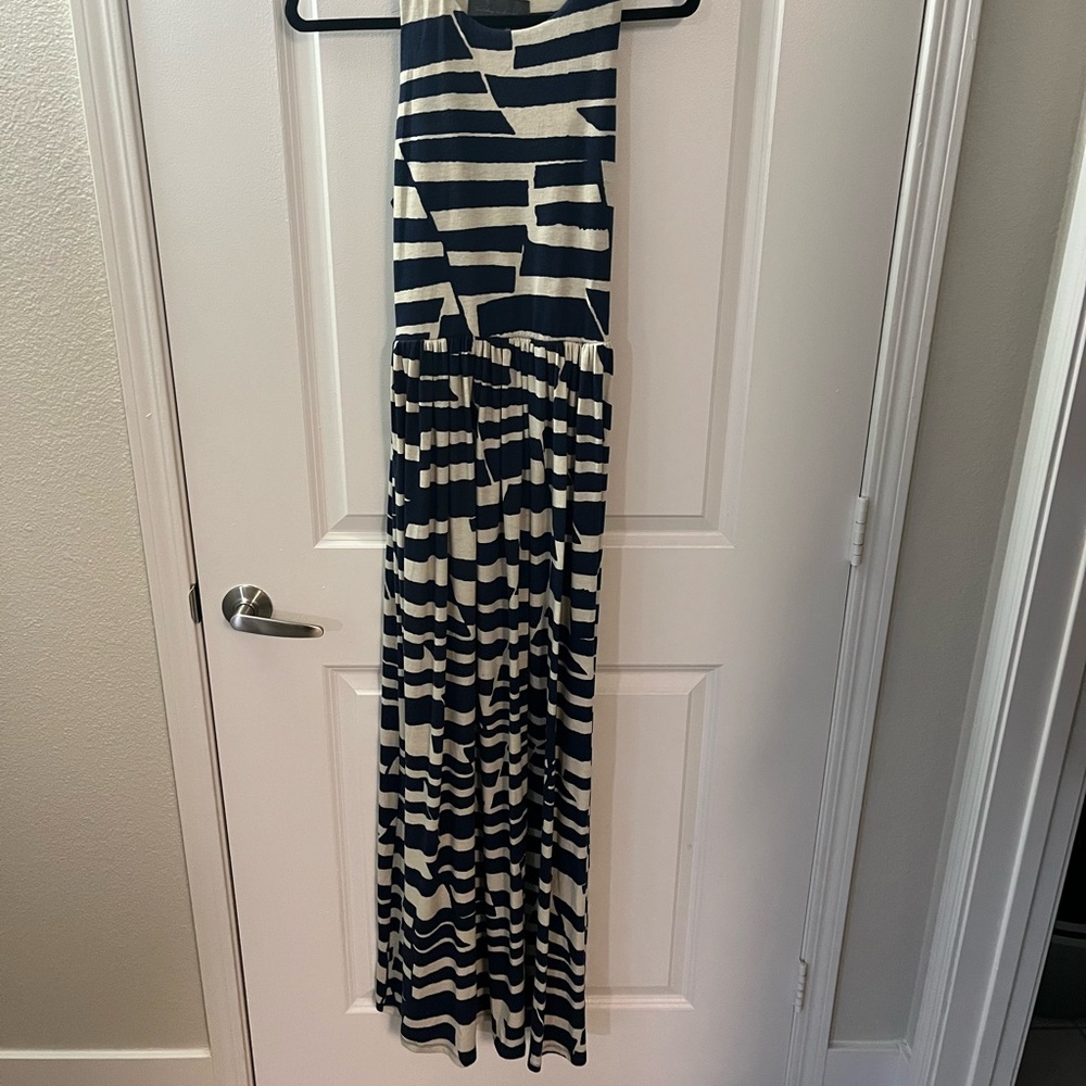 Navy and White Striped Maxi Dress